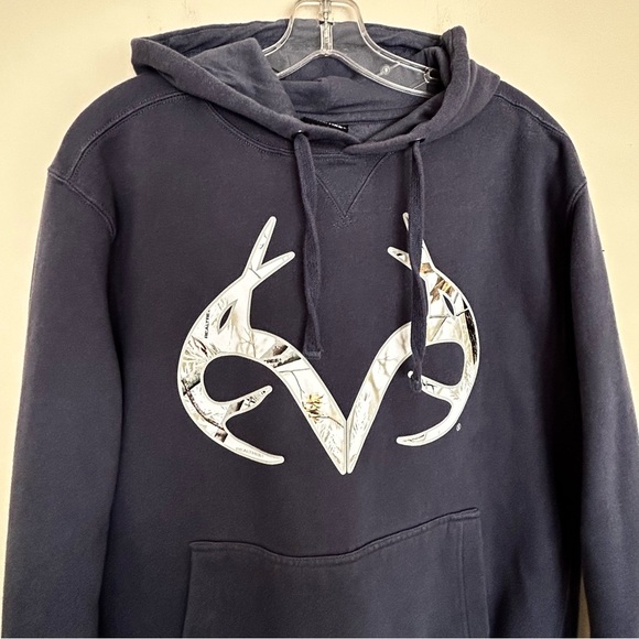 🔹Realtree Men’s Dusty Blue Color Hoodie with Camo Logo - Picture 3 of 6